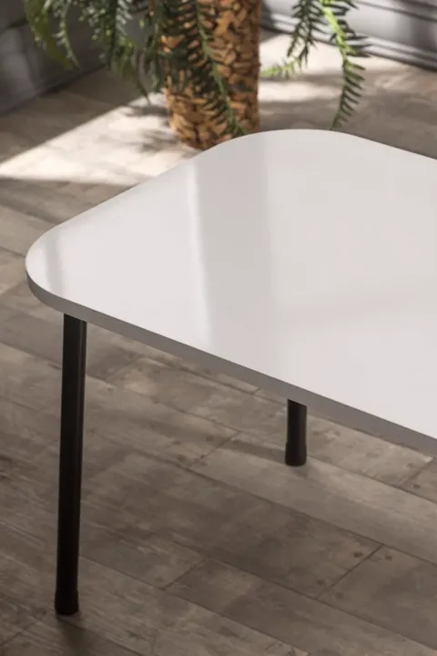 Rectangular Coffee Table Metal Legs - White