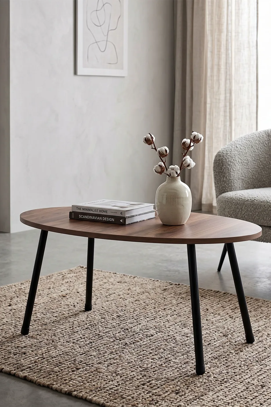Oval Coffee Table Metal Legs - Atlantic Pine