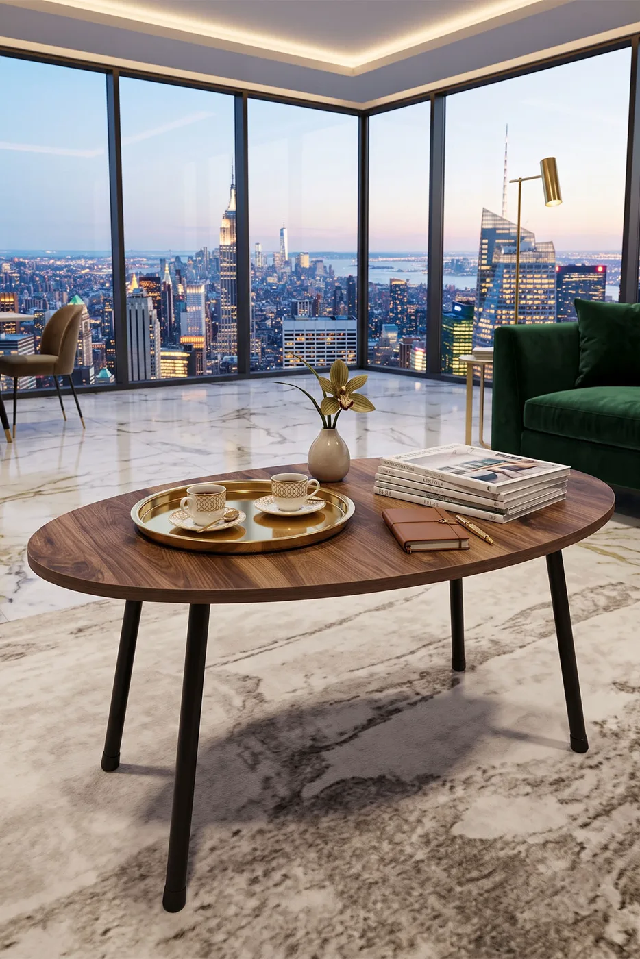 Oval Coffee Table Metal Legs - Atlantic Pine