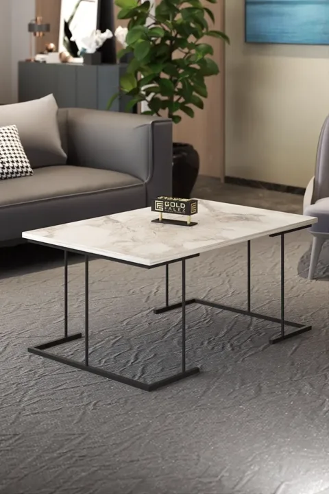 Solo Rectangular Coffee Table - White Marble Effect