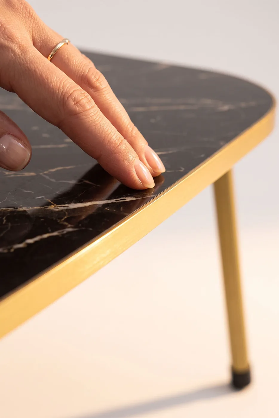 Rectangular Coffee Table Gold Metal Legs - Black Marble Effect