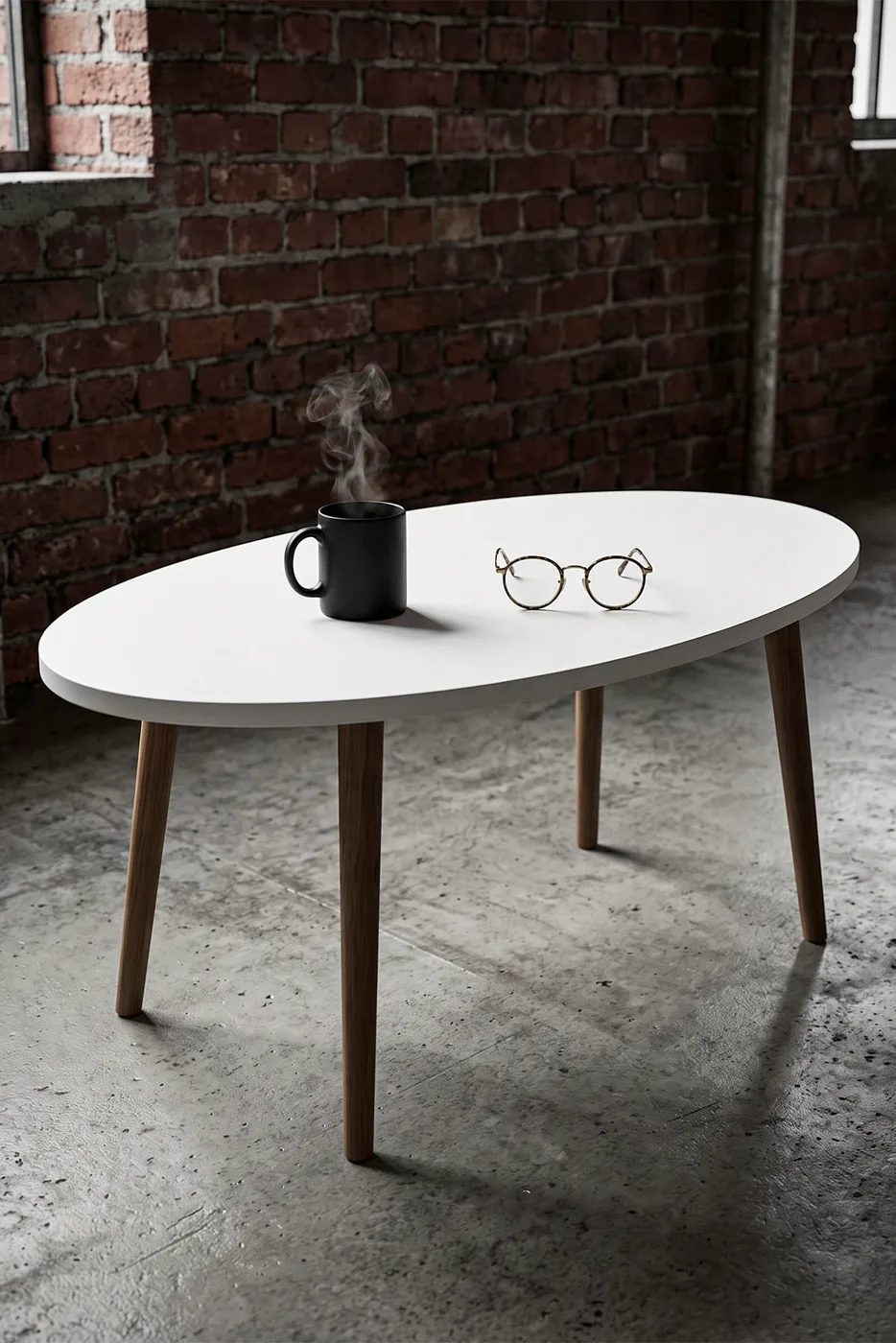 Turned Wooden Leg Oval Coffee Table - White