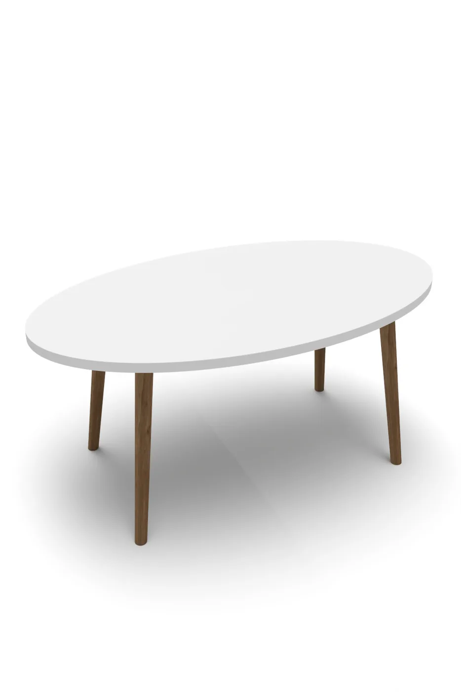 Turned Wooden Leg Oval Coffee Table - White