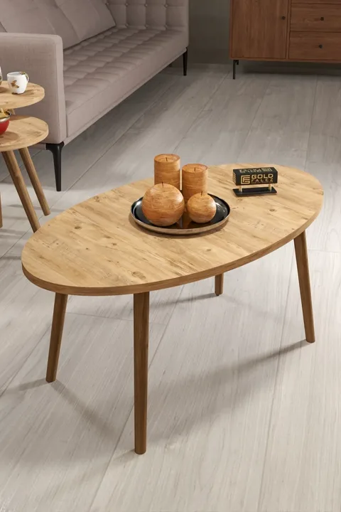 Turned Wooden Leg Oval Coffee Table - Atlantic Pine