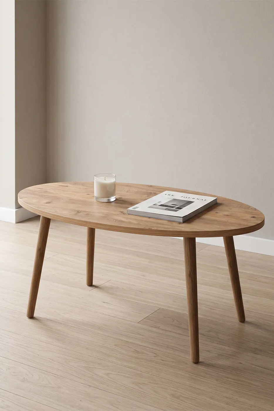 Table basse ovale à pieds en bois tournés - pin atlantique