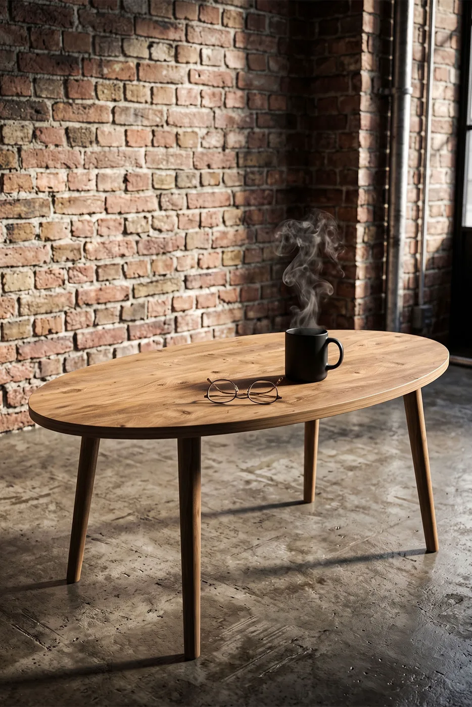 Table basse ovale à pieds en bois tournés - pin atlantique