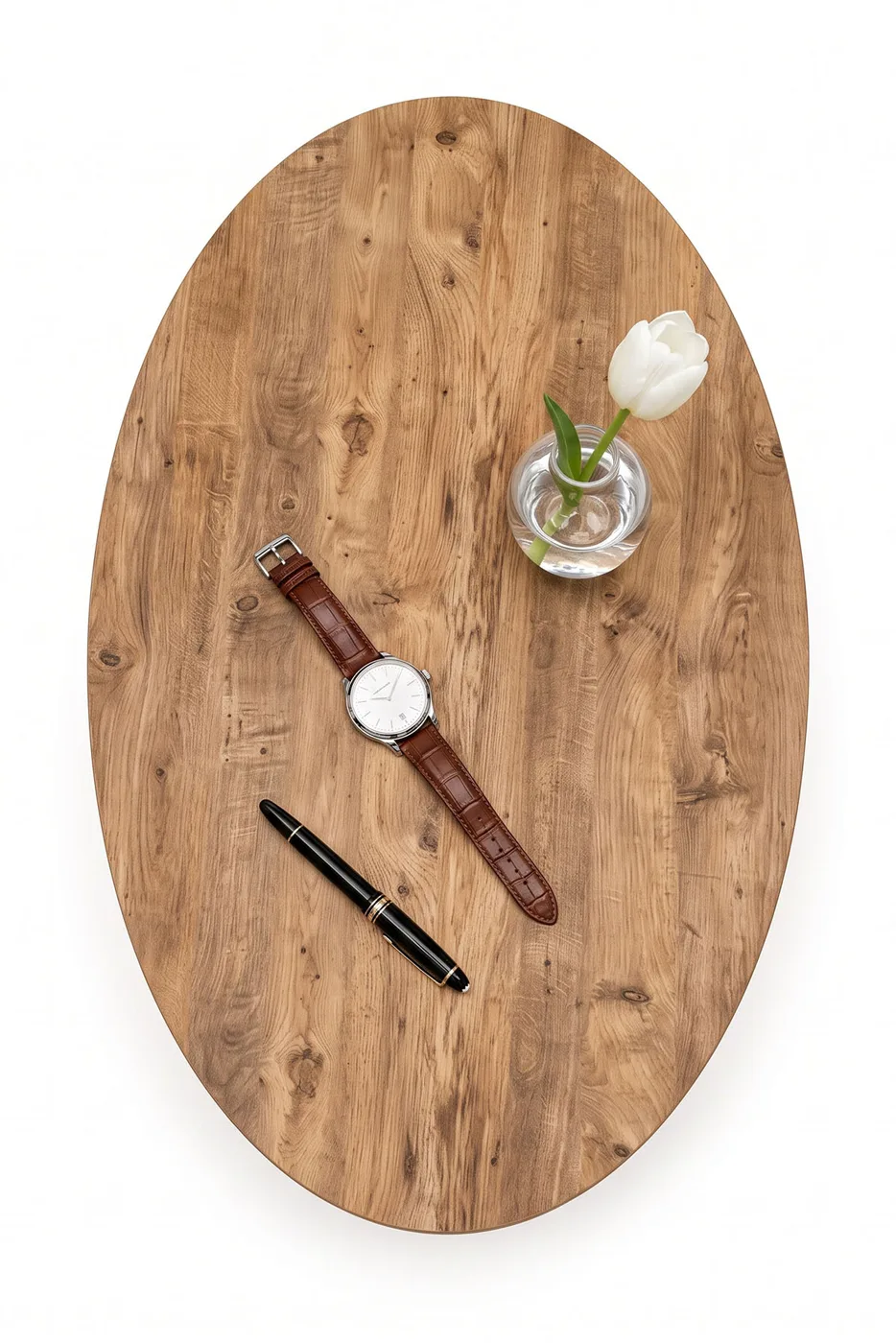 Table basse ovale à pieds en bois tournés - pin atlantique