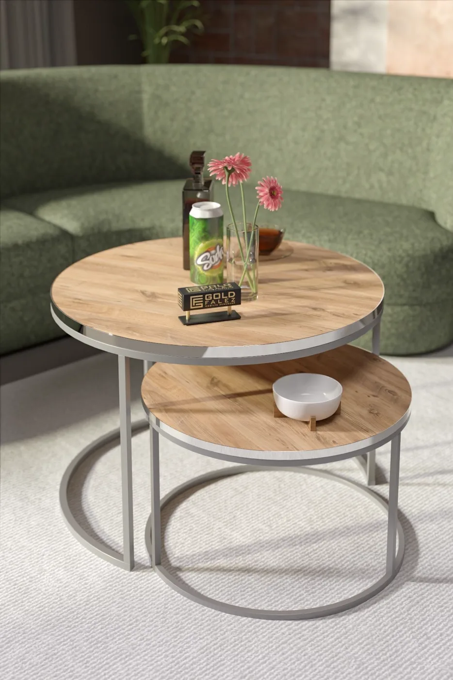 Special 2-Piece Round Coffee Table Set - Atlantic Pine