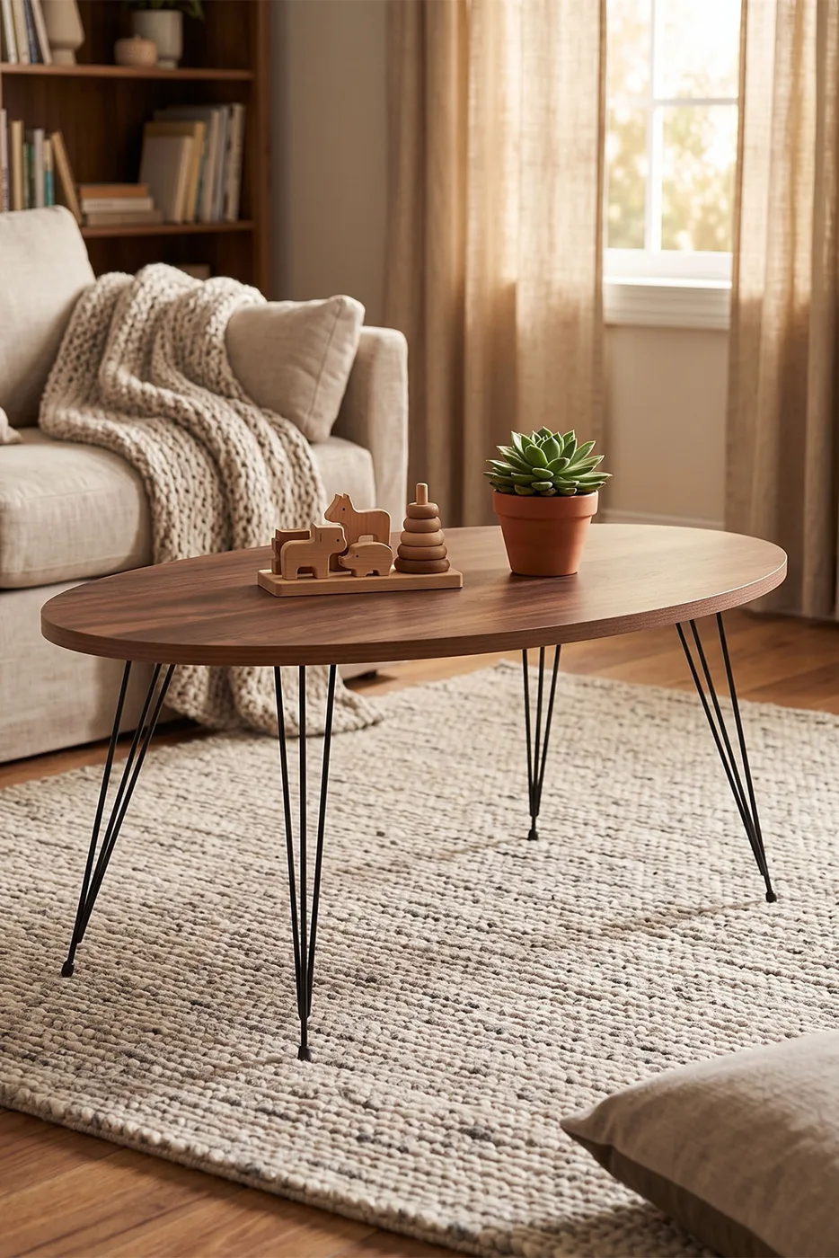Wire Leg Oval Coffee Table - Atlantic Pine