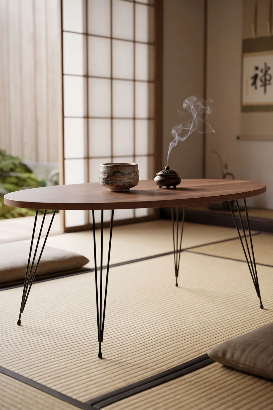 Wire Leg Oval Coffee Table - Atlantic Pine