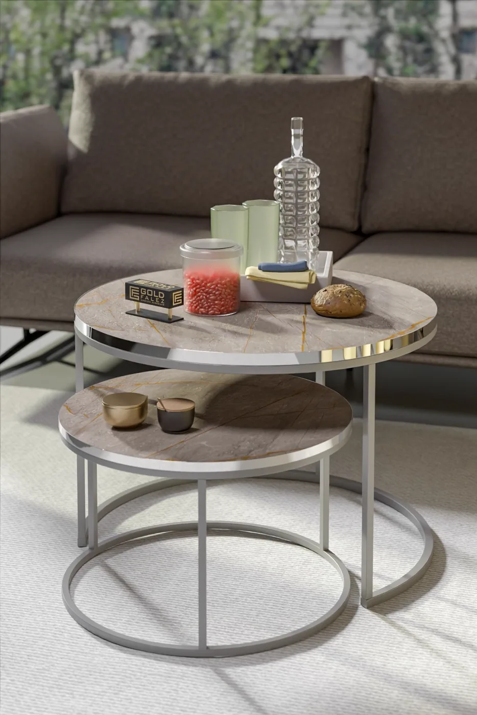 Special 2-Piece Round Coffee Table Set - Gordion