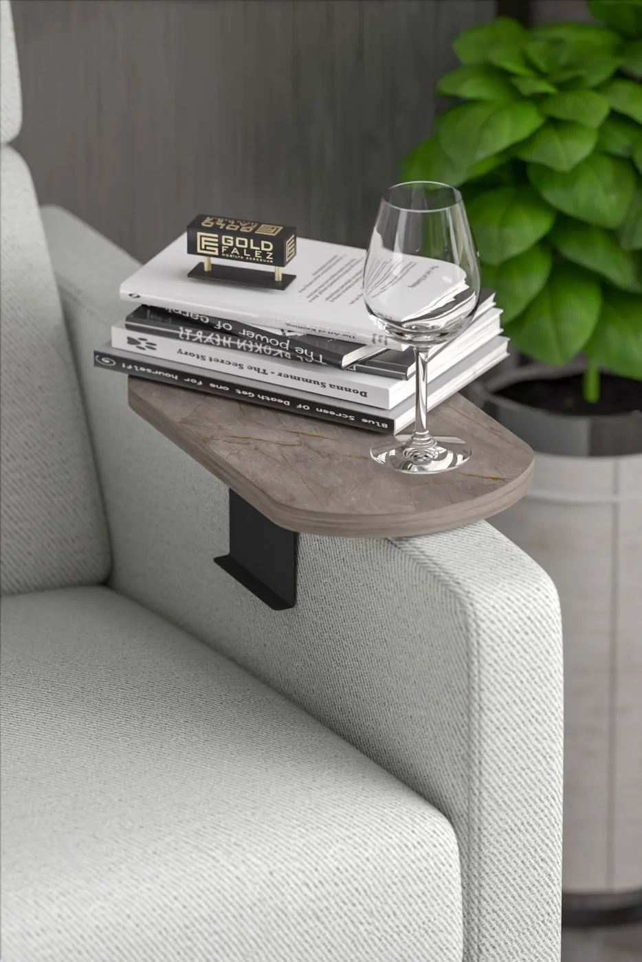 Oval Adjustable Tray Side Table - Gordion