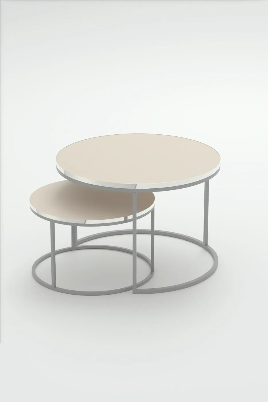 Special 2-Piece Round Coffee Table Set - Cream