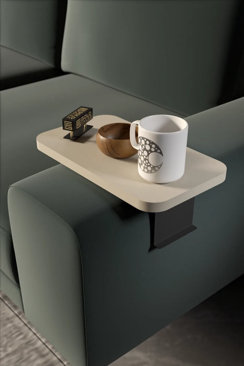 Rectangular Adjustable Tray Side Table - Cream