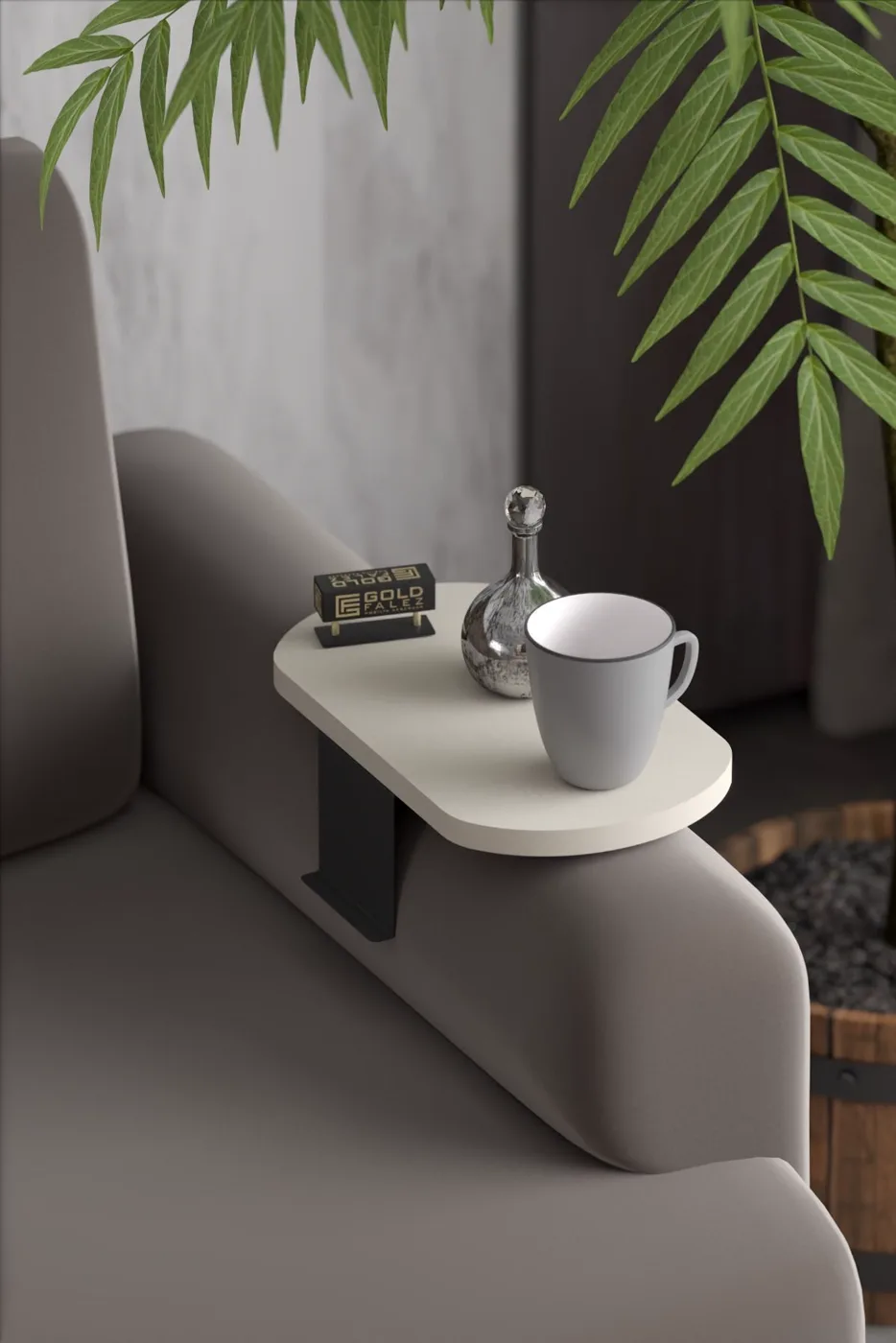 Oval Adjustable Tray Side Table - Cream