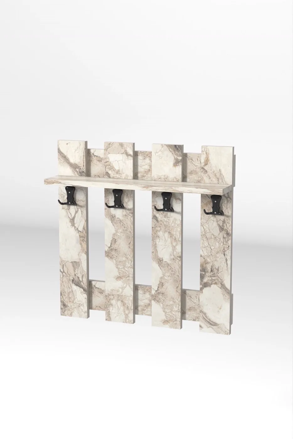 Country Wall Coat Rack - White Marble Effect