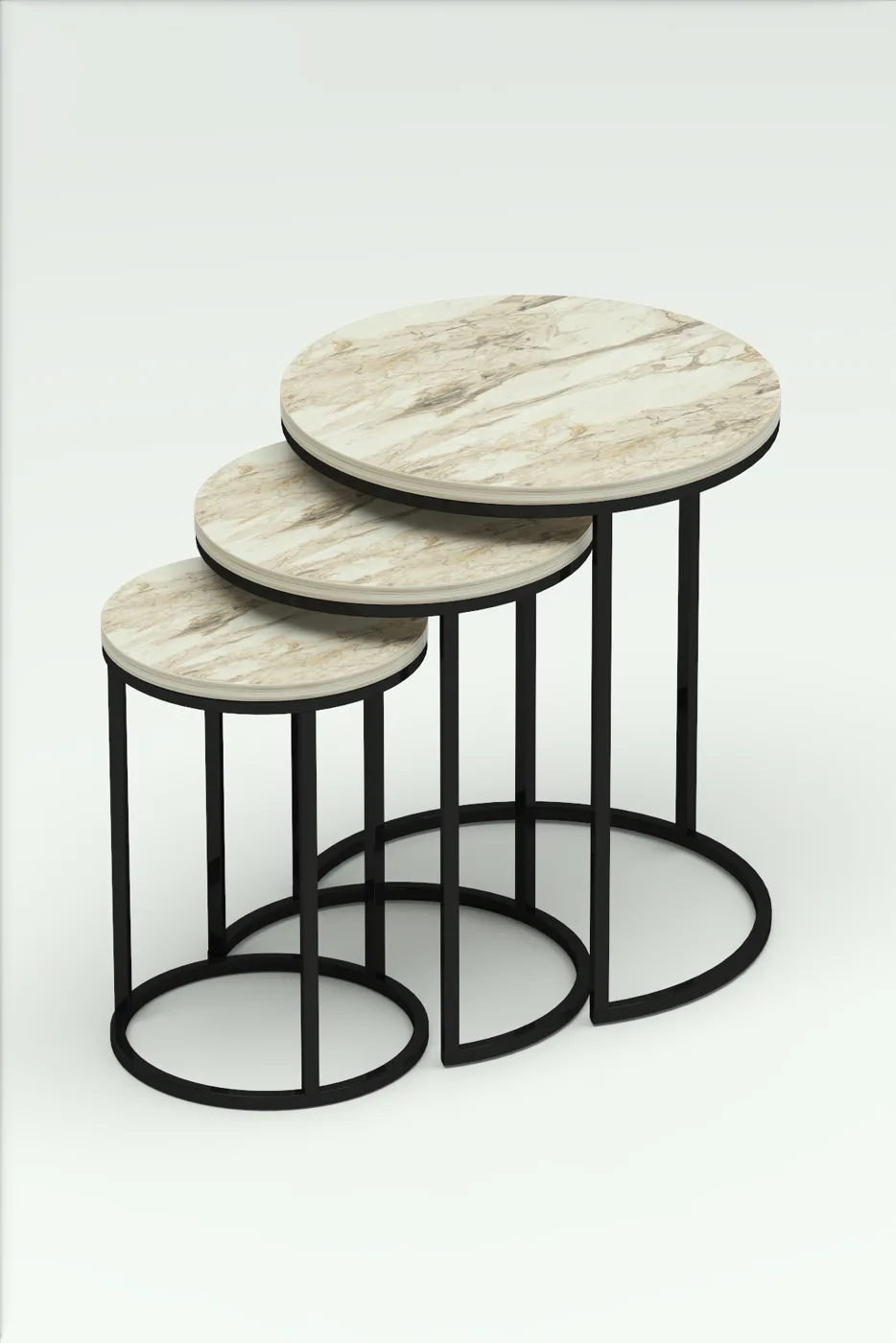 C 3-Piece Round Nesting Table Set - Efes