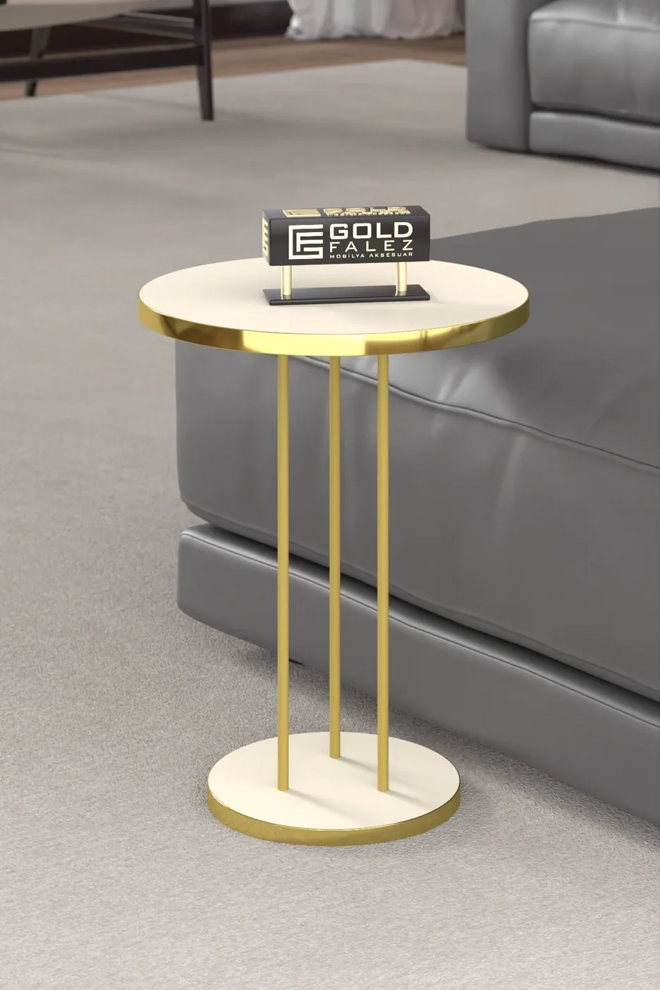 Terra Gold Round Coffee & Nesting Table Set - Gold Cream