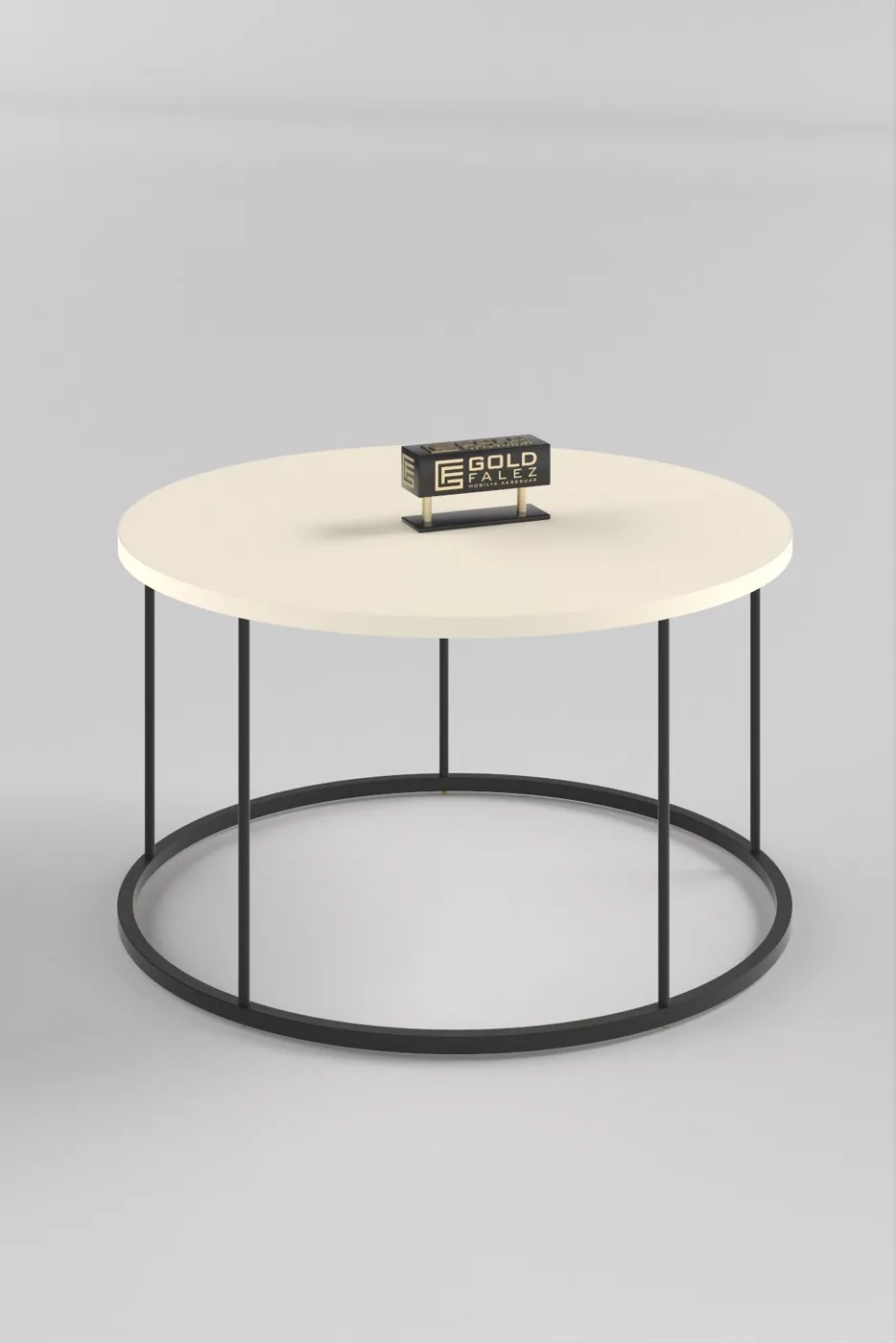 Terra Round Coffee & Nesting Table Set Black Metal Legs - Plain Cream