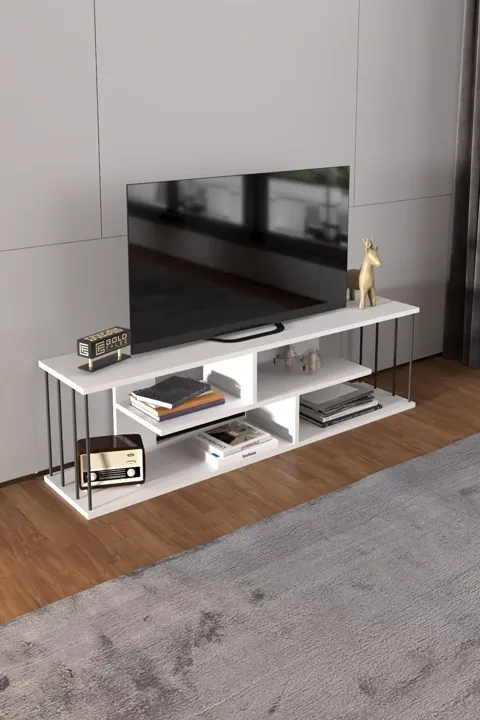Gzd TV Unit with Wall Shelf - White
