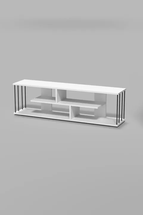 Gzd TV Unit with Wall Shelf - White