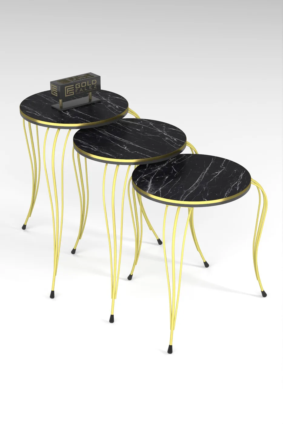 Lukens Gold 3-Piece Round Nesting Table Set - Bendir