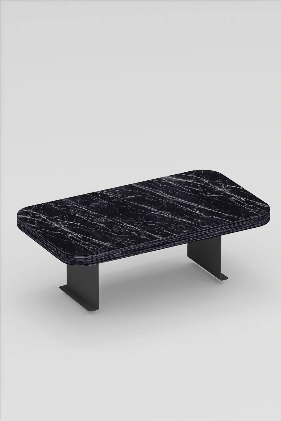 Rectangular Adjustable Tray Side Table - Black Marble Effect