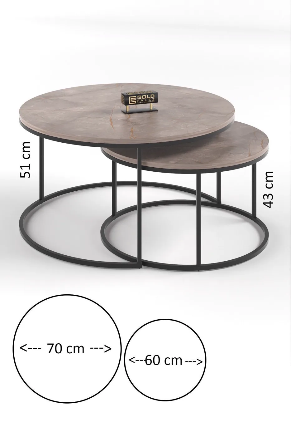 Special 2-Piece Round Coffee Table Set - Gordion Smoked