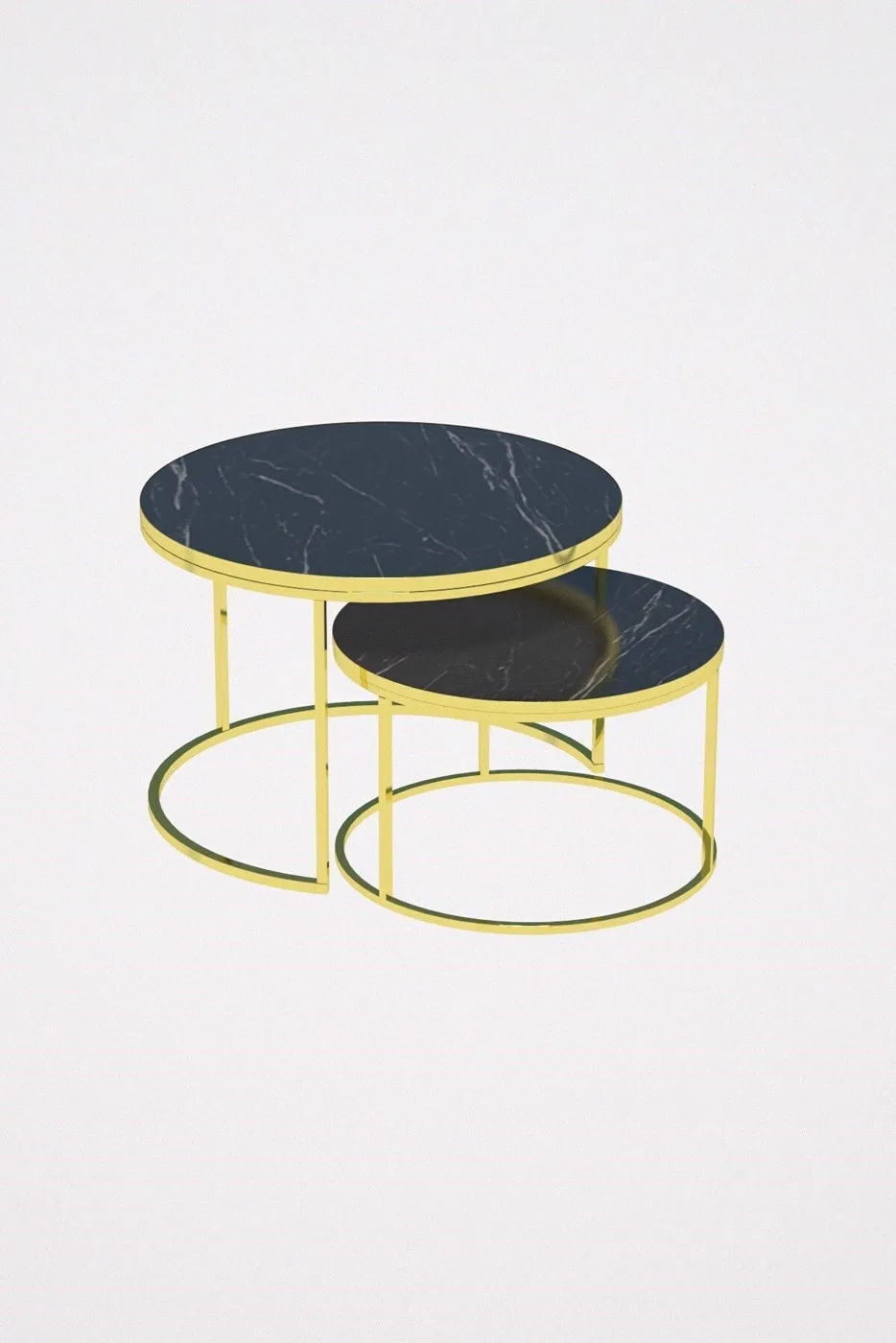 Special 2-Piece Round Coffee Table Set - Gold Bendir