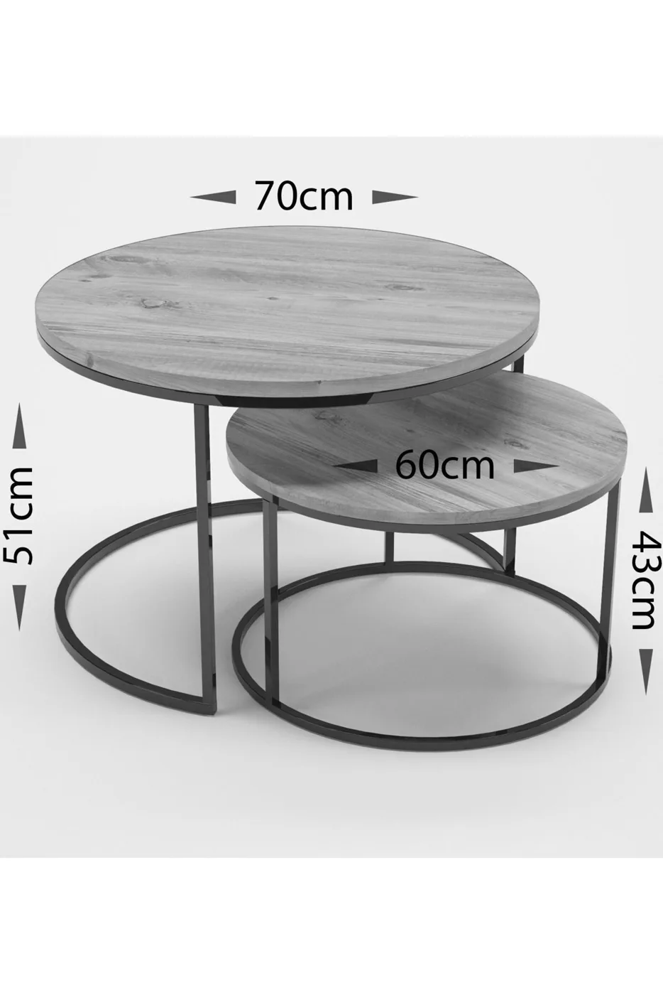 Special 2-Piece Round Coffee Table Set - Gold Bendir