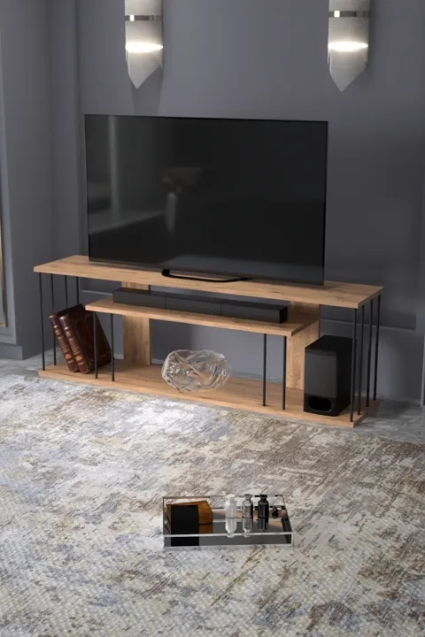 TV Stand with Shelves - Atlantic Pine