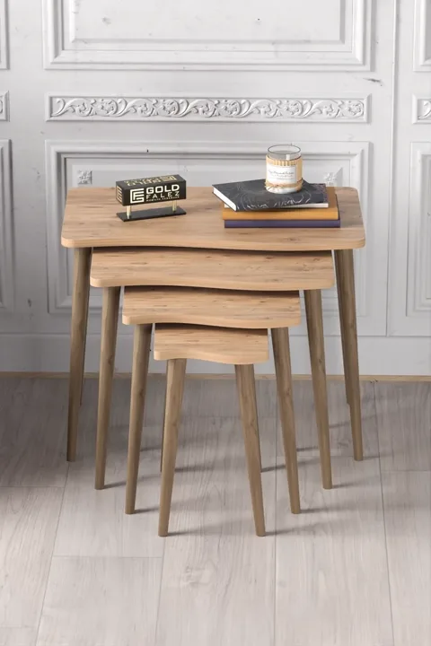 Turned Leg 4-Piece Square Nesting Table Set - Atlantic Pine
