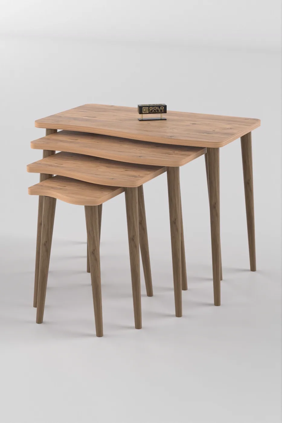 Turned Leg 4-Piece Square Nesting Table Set - Atlantic Pine