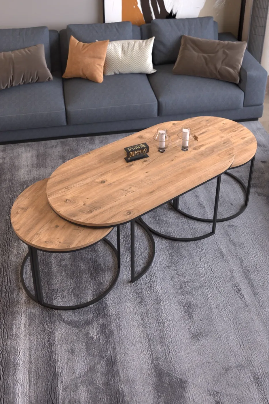 Dolunay Coffee & Side Table Set - Atlantic Pine