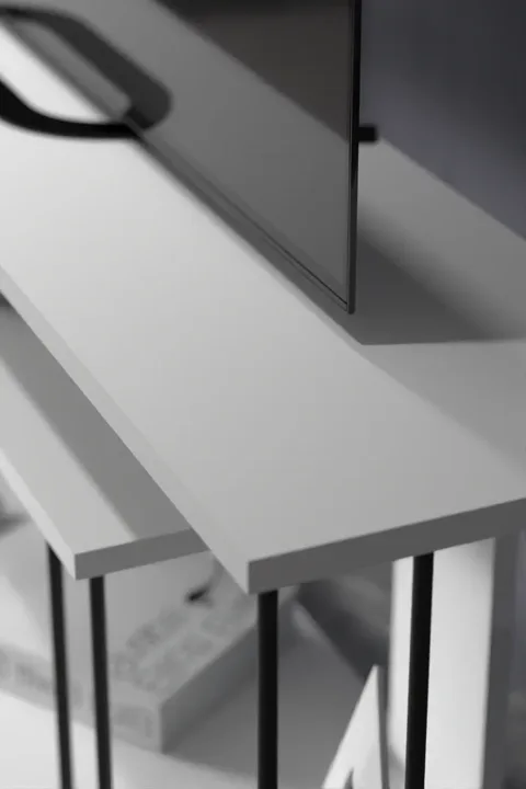 TV Stand with Shelves - White