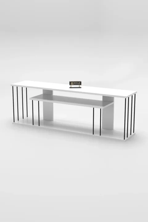 TV Stand with Shelves - White