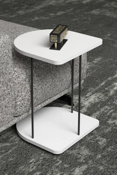 Oval Rolling Side Table - White