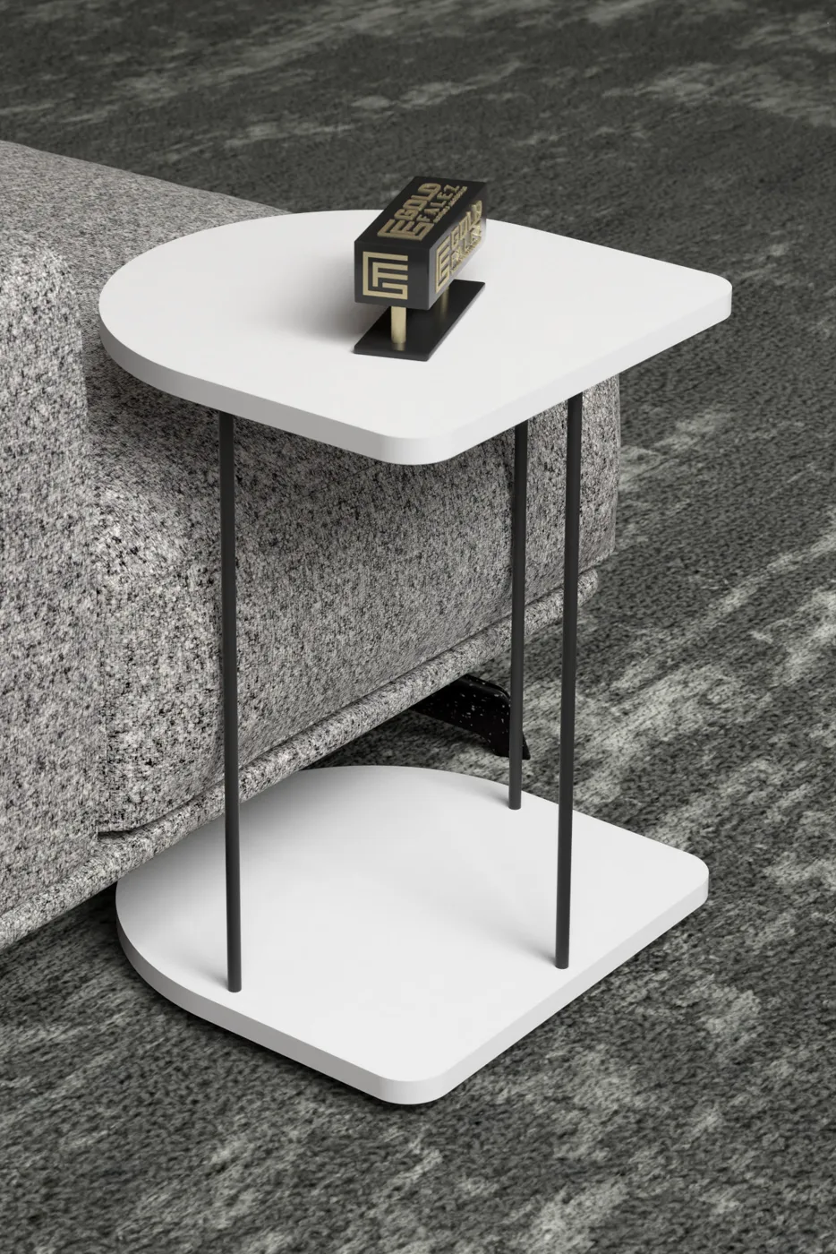 Oval Rolling Side Table - White