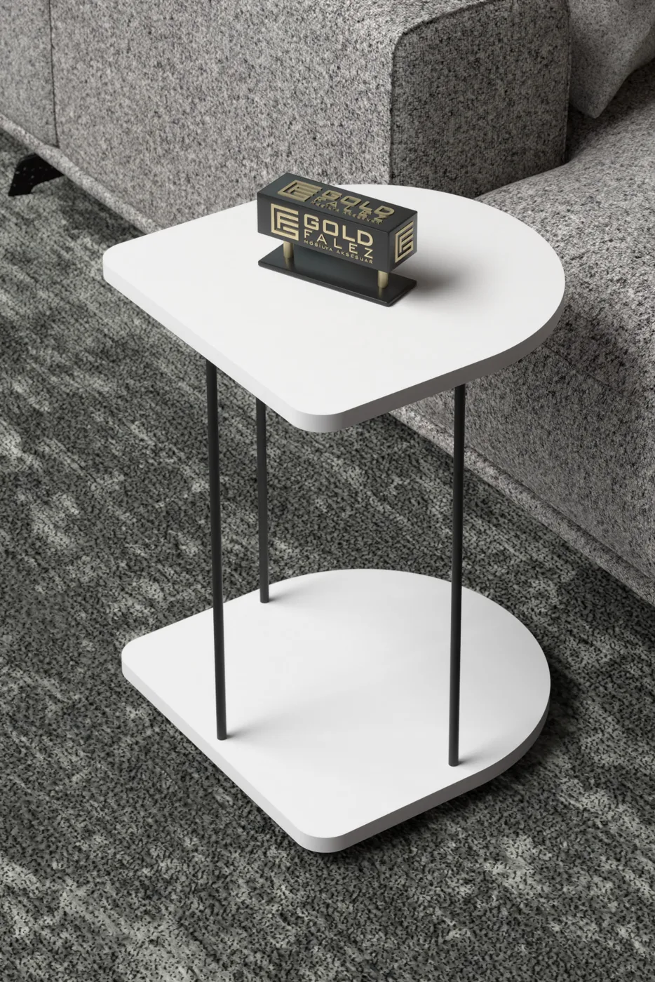Oval Rolling Side Table - White
