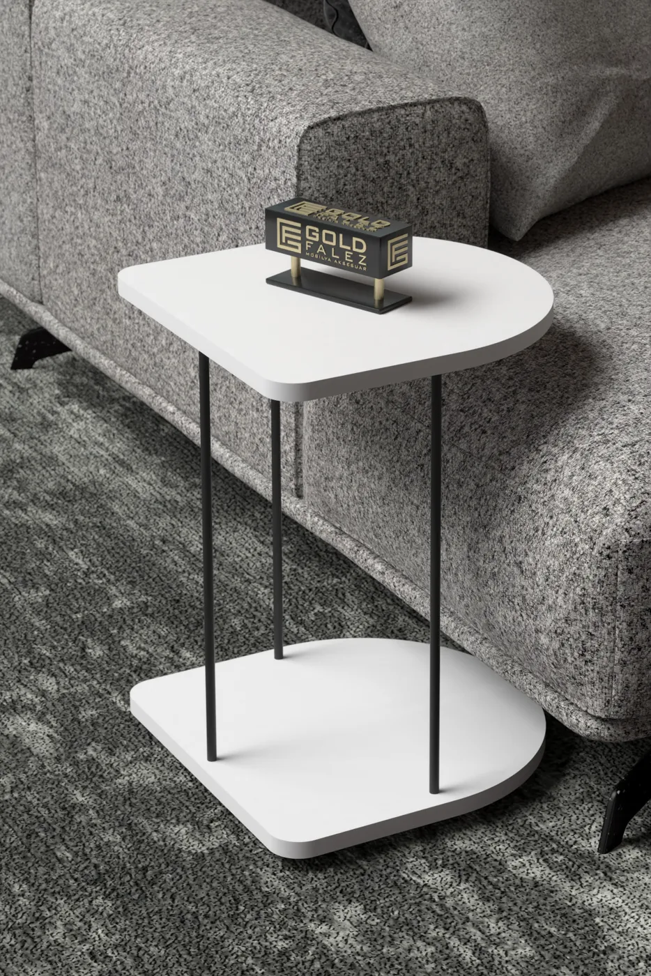 Oval Rolling Side Table - White