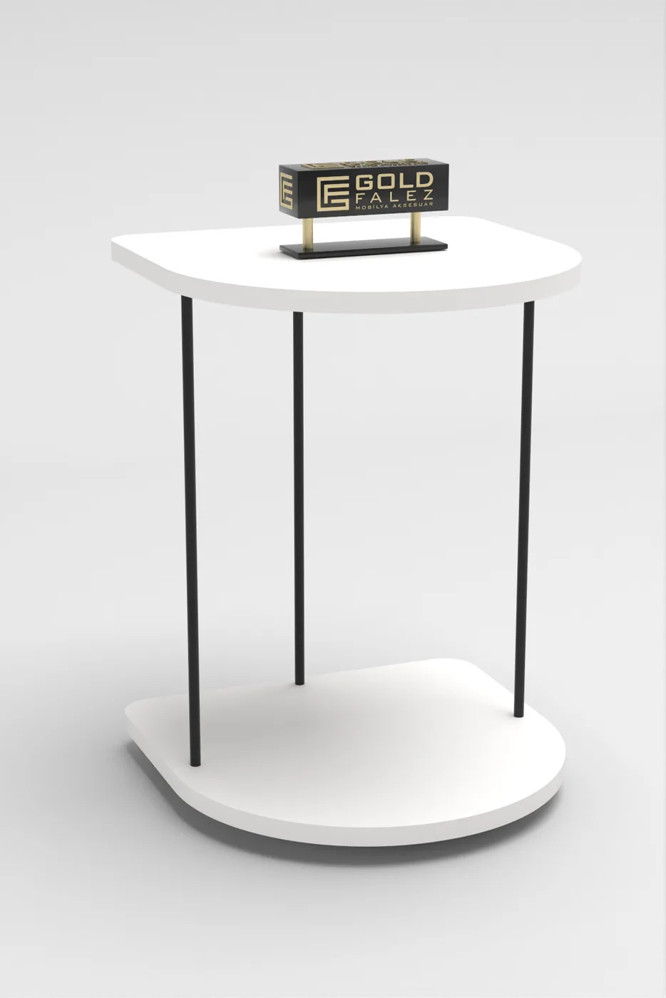 Oval Rolling Side Table - White