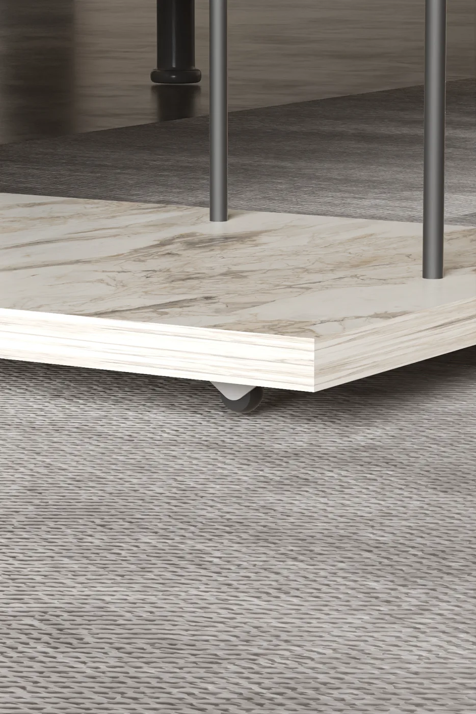 Rectangular Rolling Laptop Side Table - White Marble Effect