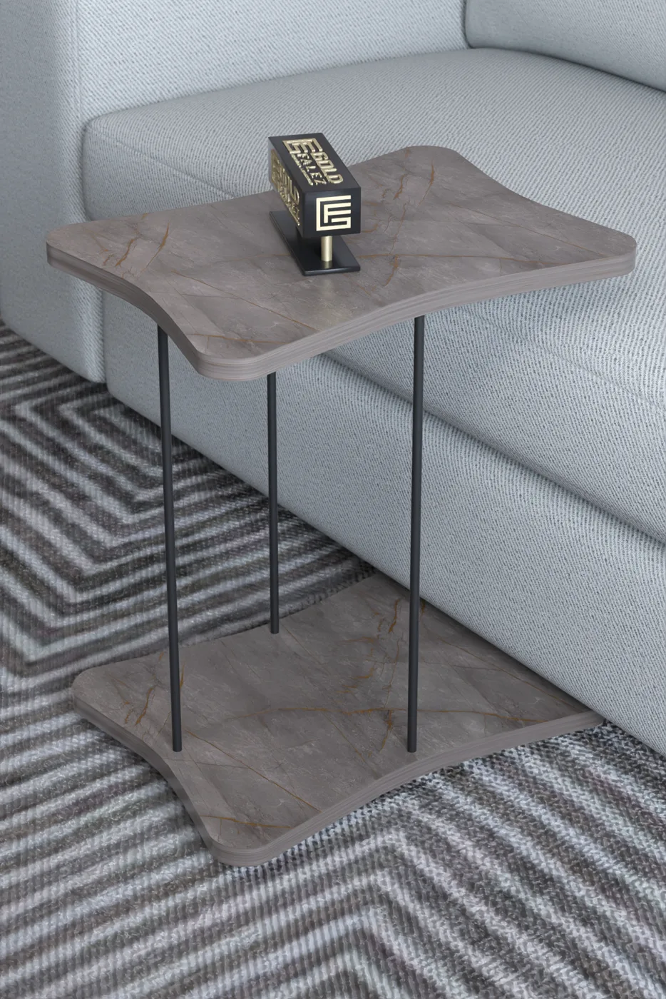 Rectangular Rolling Side Table - Gordion