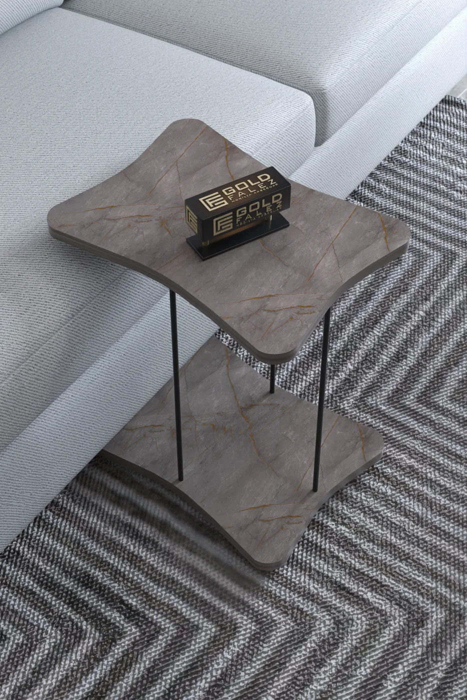 Rectangular Rolling Side Table - Gordion