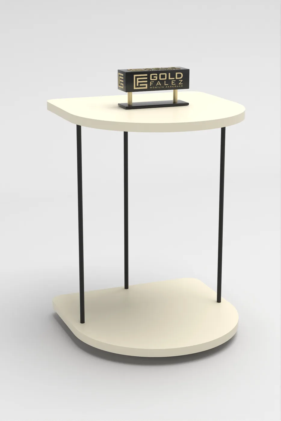 Oval Rolling Side Table - Cream
