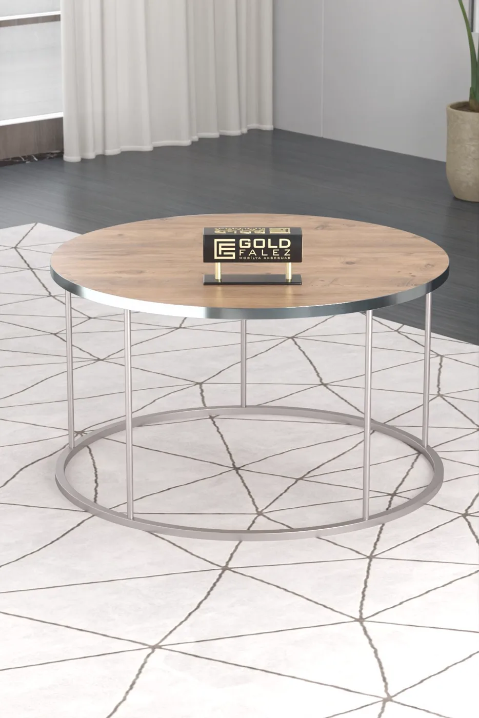 Terra Gold Round Coffee Table - Silver Walnut