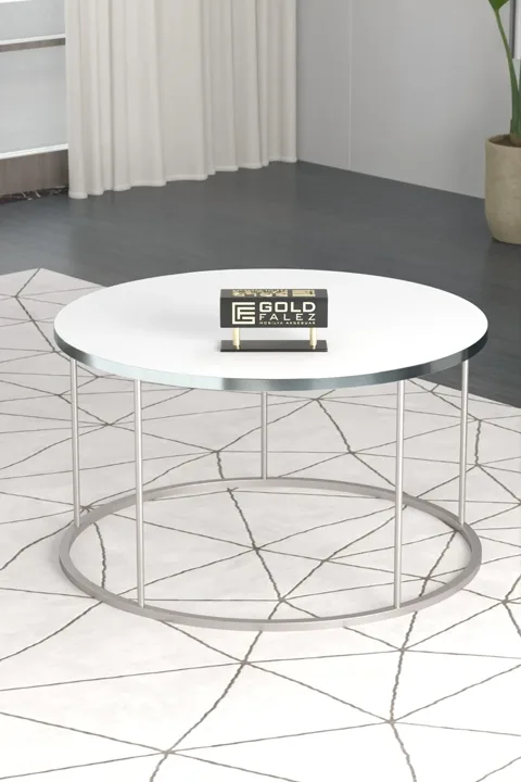 Terra Gold Round Coffee Table - Silver White