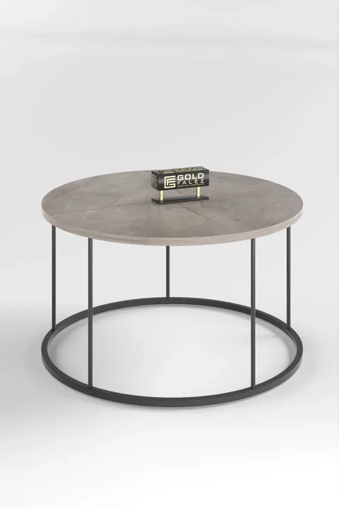 Terra Round Coffee Table Black Metal Legs - Gordion