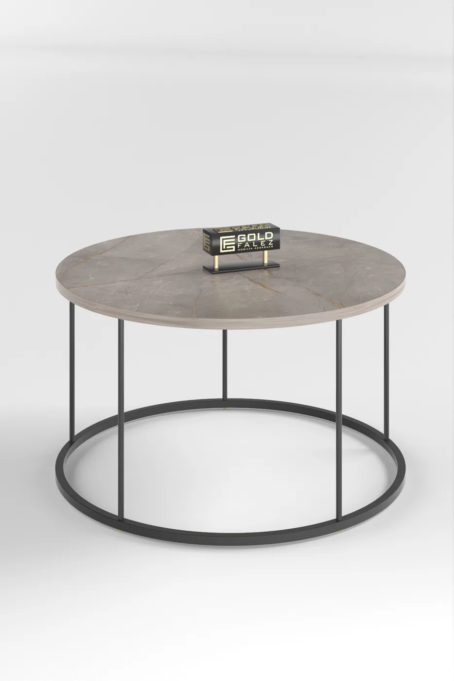 Terra Round Coffee Table Black Metal Legs - Gordion