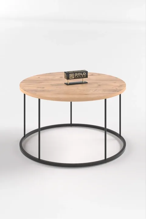Terra Round Coffee Table Black Metal Legs - Atlantic Pine
